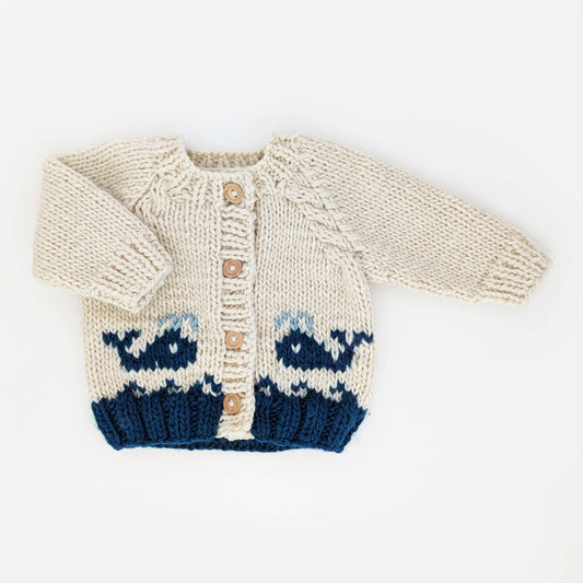 Huggalugs - Whale Cardigan Sweater for Baby & Toddler: 6-12 months