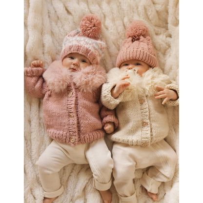 Huggalugs - Fur Collar Natural Cardigan Sweater Baby & Toddler: 12-18 months