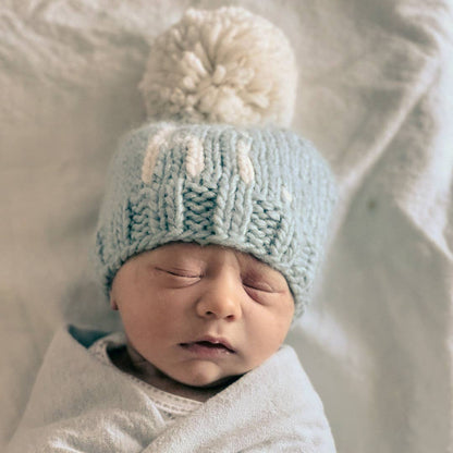 Huggalugs - Hi. Surf Blue Hand Knit Beanie Hat: M (6-24 months)