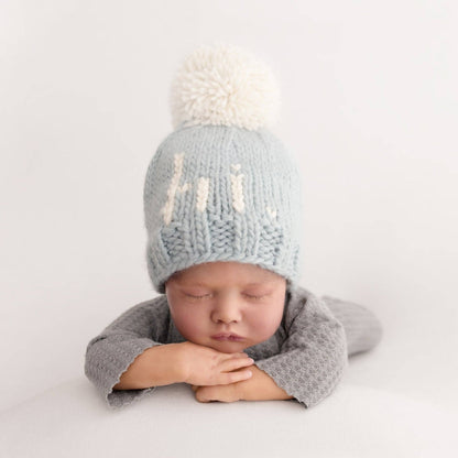 Huggalugs - Hi. Surf Blue Hand Knit Beanie Hat: M (6-24 months)