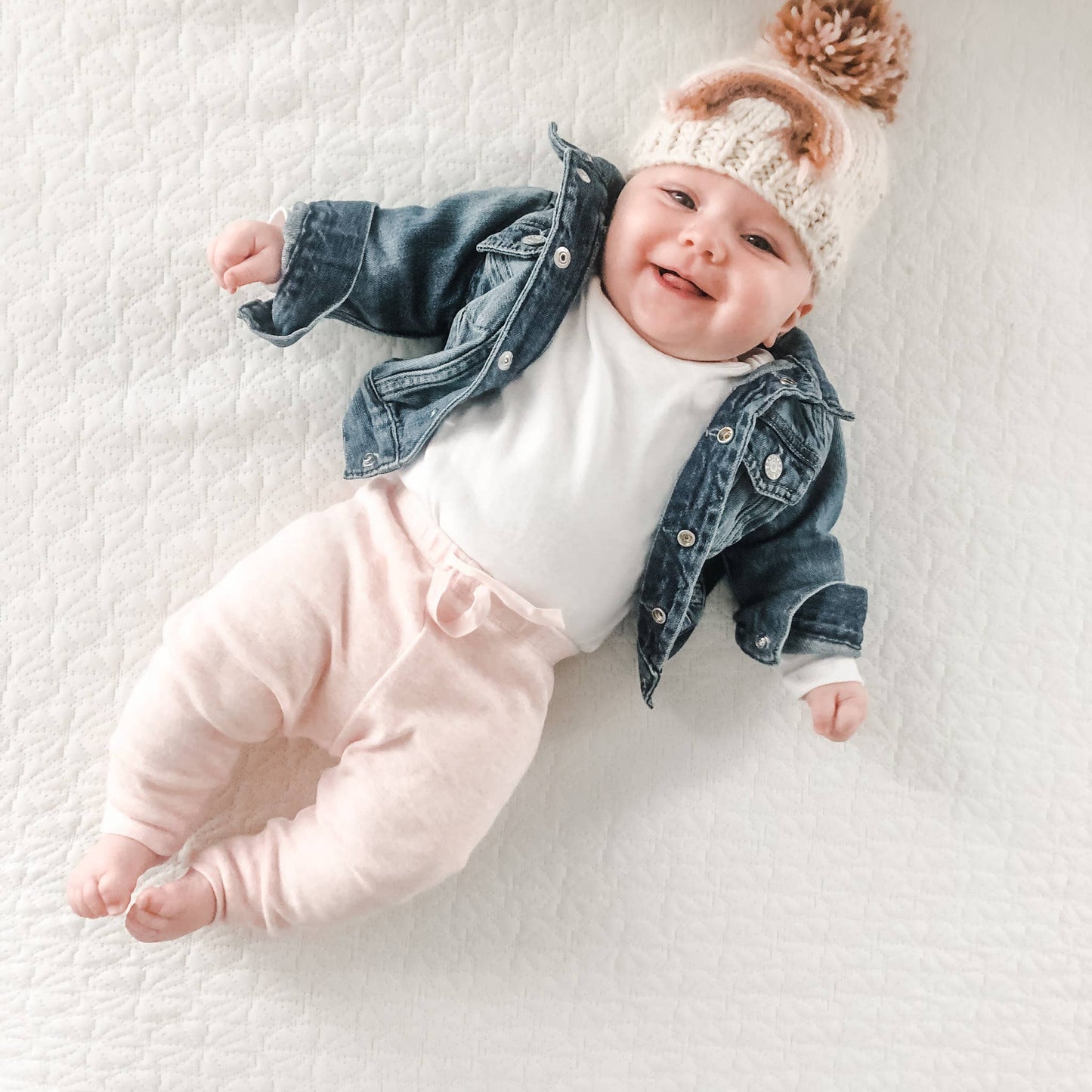 Huggalugs - Mauve Rainbow Knit Beanie Hat Baby & Kids: L (2-6 years)