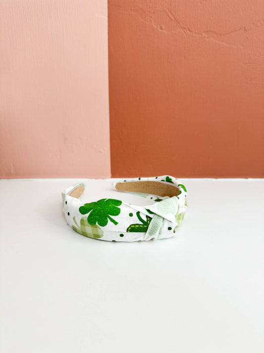 Little Sunshines Bow & Co - St Patricks Day Topknot Headbands : Plaid Clovers