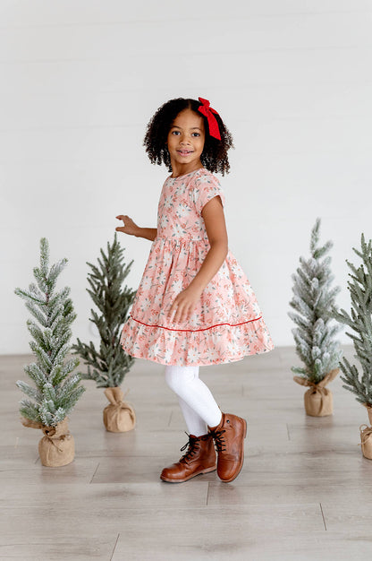 Ollie Jay - Lola Dress in Pink Poinsettia | Poplin Cotton Dress: 2