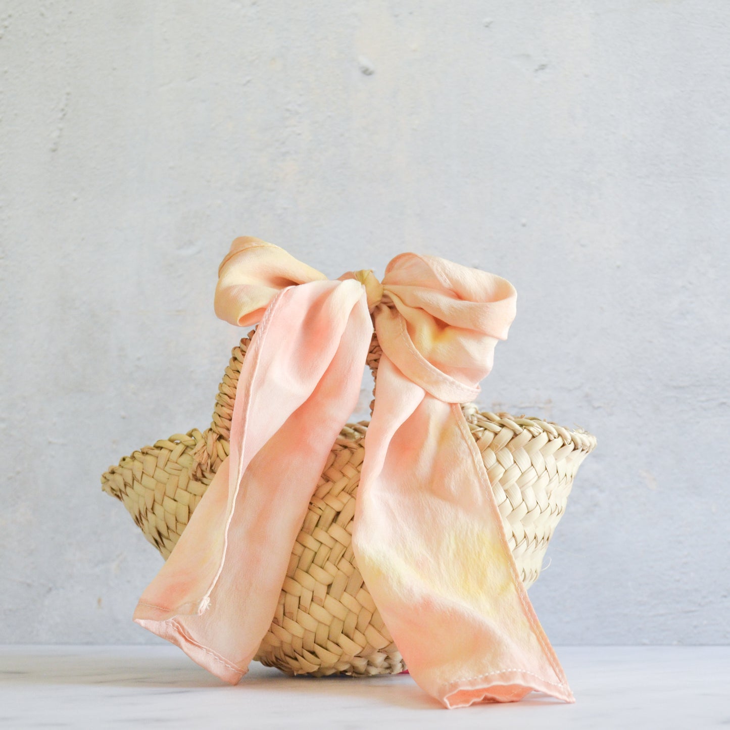 Botanically Ice-Dyed 100% Silk Ribbon Scarf - ballet bouquet