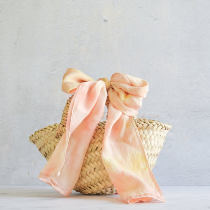 Botanically Ice-Dyed 100% Silk Ribbon Scarf - ballet bouquet