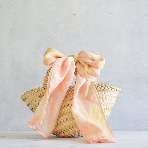 farmette - botanically ice-dyed 100% silk ribbon scarf - ballet bouquet