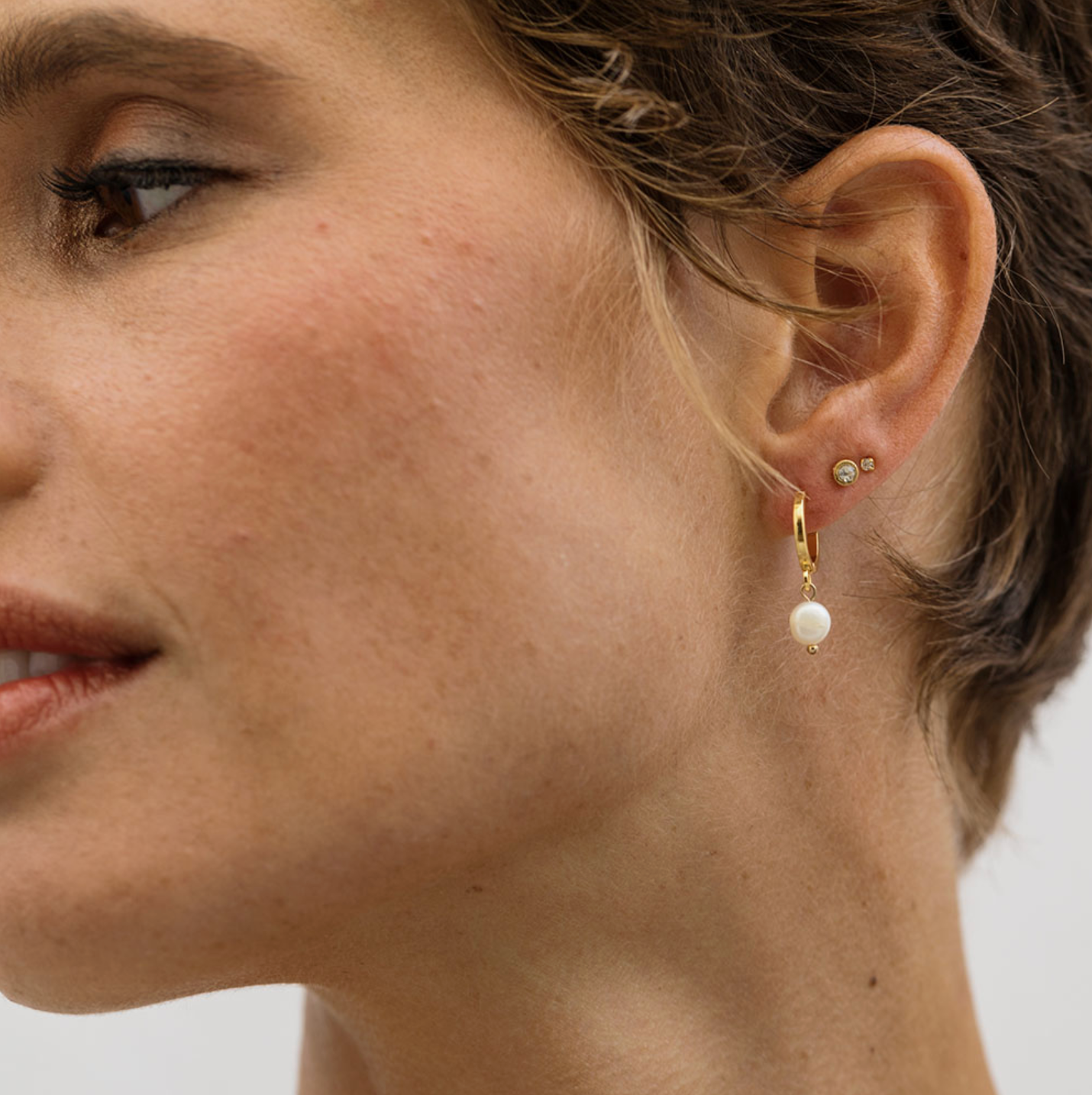 Amano Studio - Fresh Water Pearl on Huggie Hoops