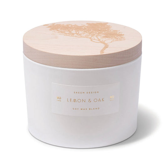 Lemon & Oak Print Block Triple Wick Candle