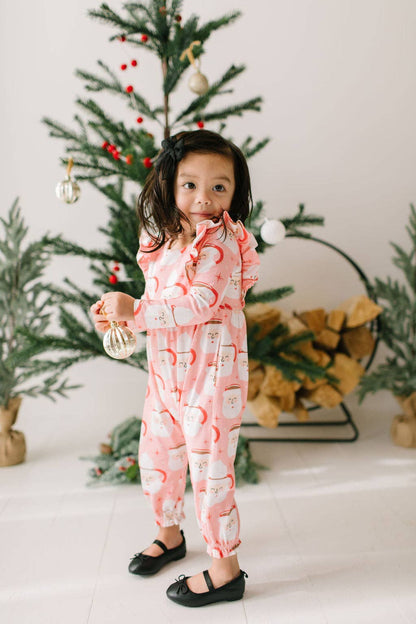 Ollie Jay - Mabel Romper in Santa Cocoa | Baby Christmas Clothing: 3/6m