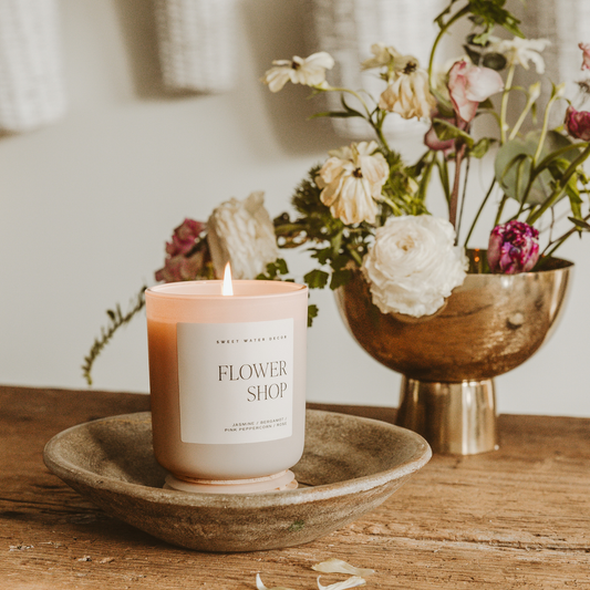 Sweet Water Decor - Flower Shop 15 oz Soy Candle, Matte Jar