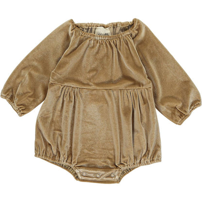 Vignette - Daisy velvet bubble in gold: 3-6m