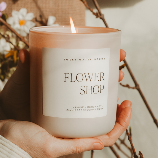 Sweet Water Decor - Flower Shop 15 oz Soy Candle, Matte Jar