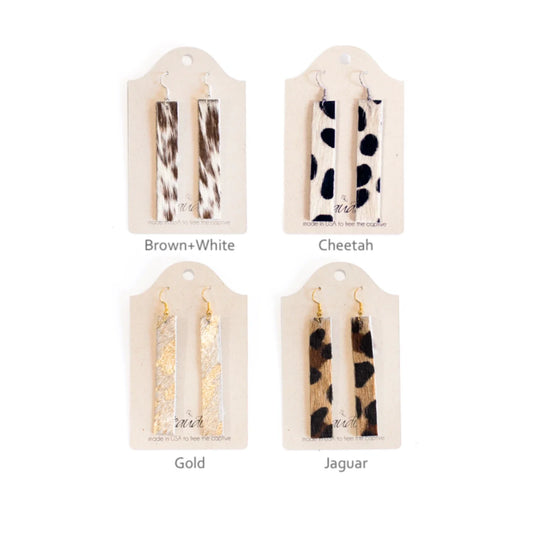 Beaudin - Kit-Kat Earrings | Cowhide Bar - Gold