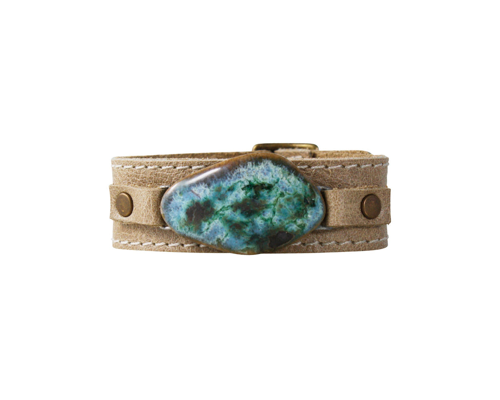 Dandy Jewelry - Gem ID Buck Bracelet: Khaki Leather, Sahara