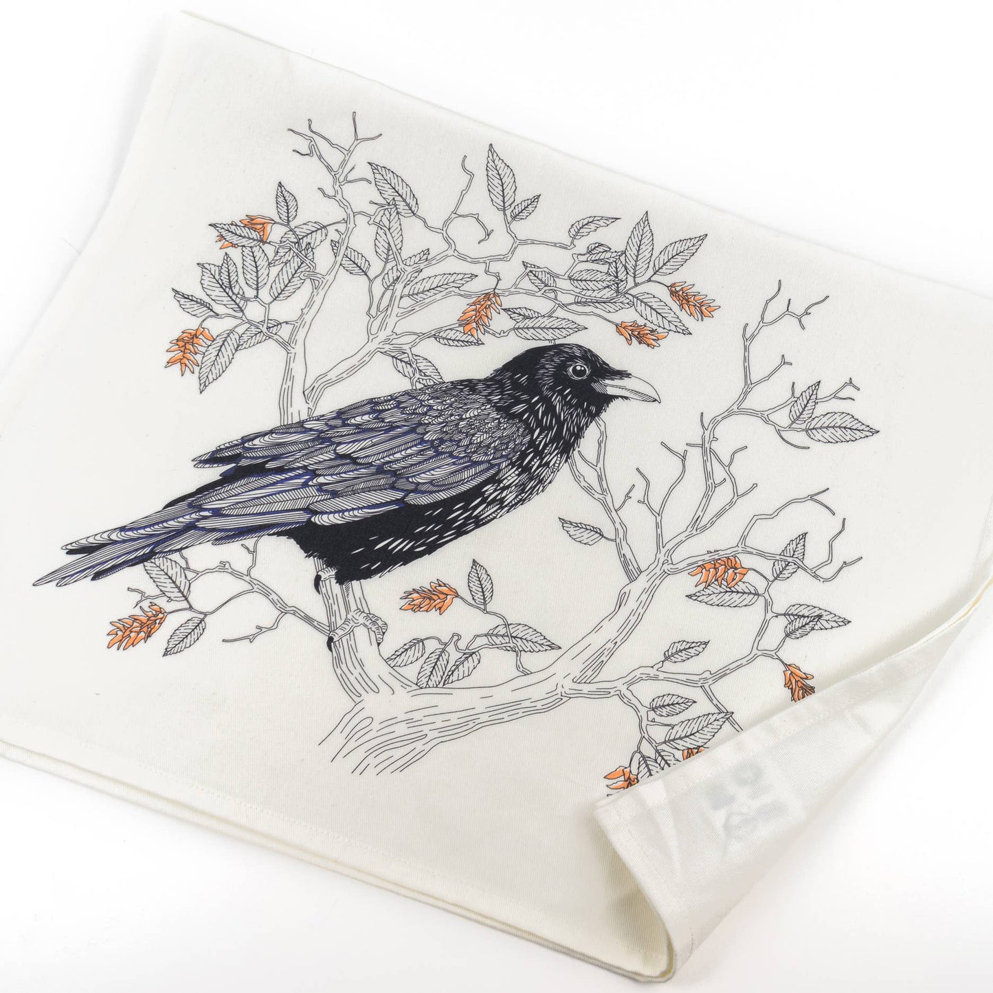 Porchlight Press Letterpress - Common Raven Tea Towel - West Coast Birds