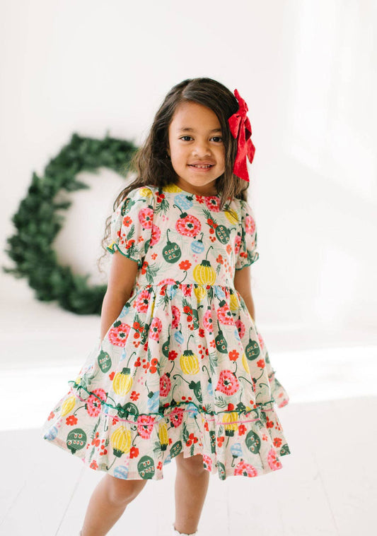 Ollie Jay - Aura Poplin Dress in Vintage Ornament | Girls Christmas Dres: 12/18m