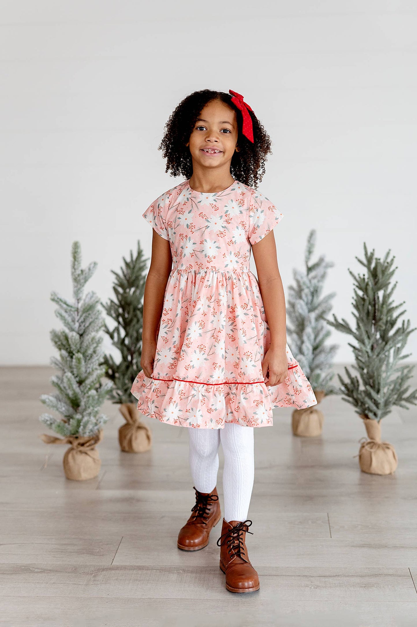 Ollie Jay - Lola Dress in Pink Poinsettia | Poplin Cotton Dress: 2