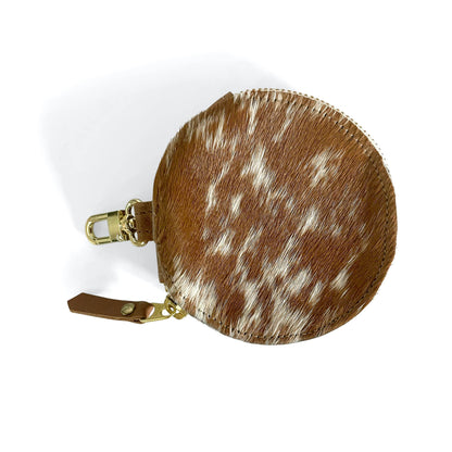 Beaudin Wholesale - Betty | Cowhide & Leather Circle Coin Purse, Gift for Women: Gold