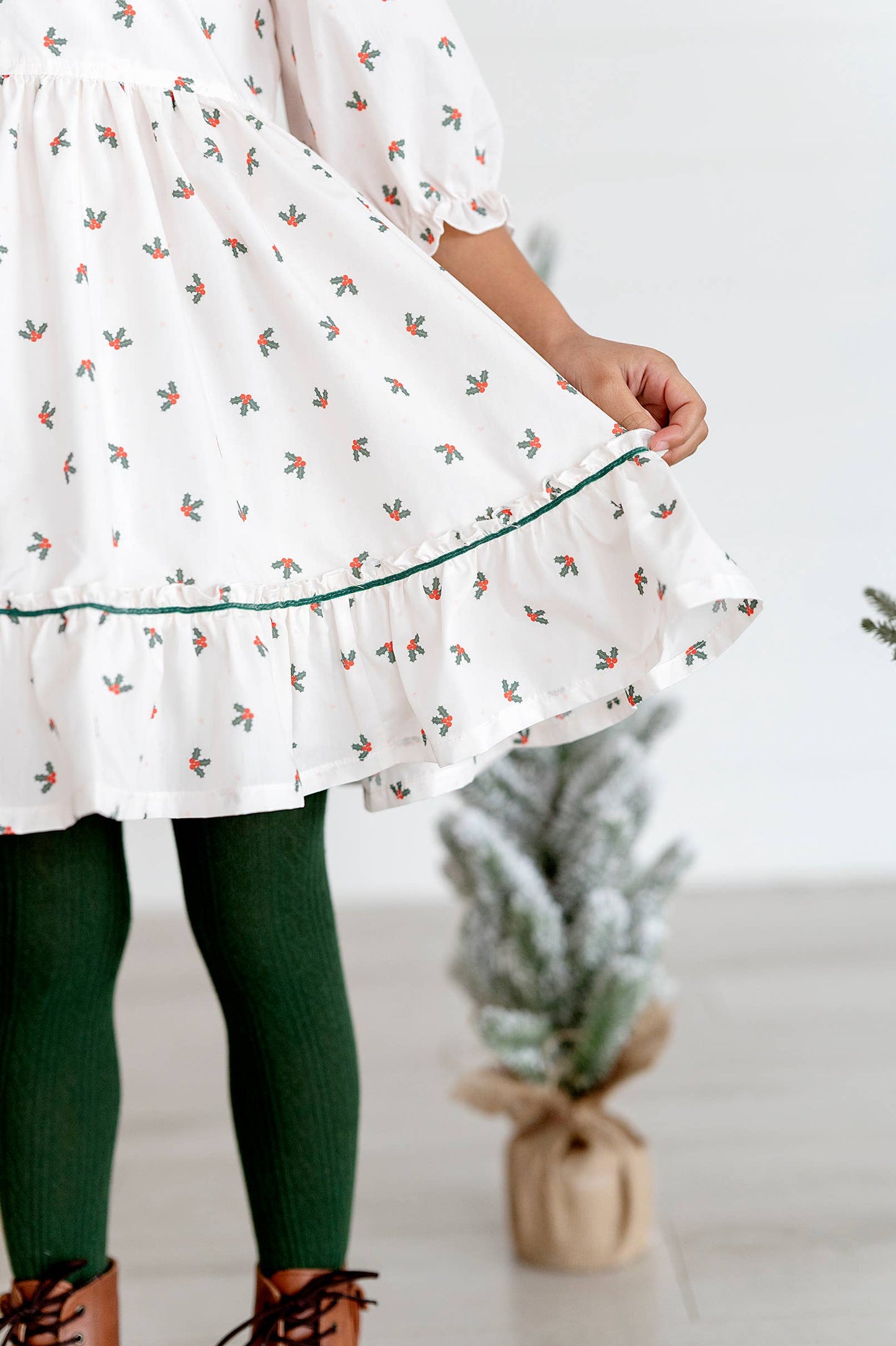 Ollie Jay - Kiki Dress in Holly Berry | Poplin Cotton Dress: 12/18m