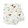 Viverano Organics - Whales Ruffle & Button Baby Dress+Bloomer (Organic Muslin): 12-18M / Natural