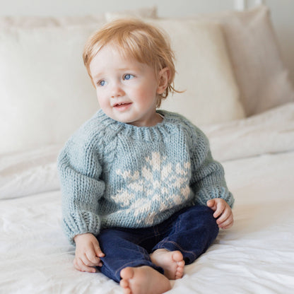 Huggalugs - Snowflake Surf Blue Crew Neck Sweater for Baby & Toddler: 0-6 months