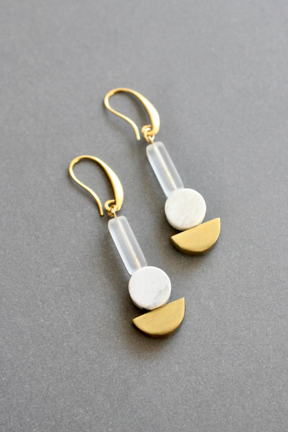 David Aubrey Jewelry - ISLE14 White and brass geometric earrings