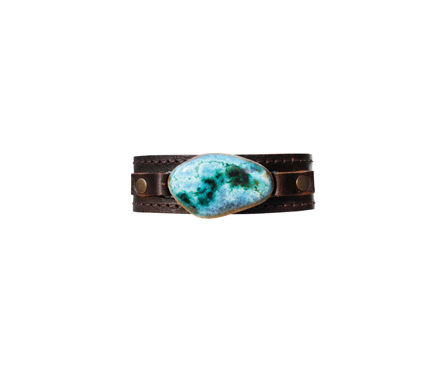 Dandy Jewelry - Gem ID Buck Bracelet - Brown Leather, Cheetah