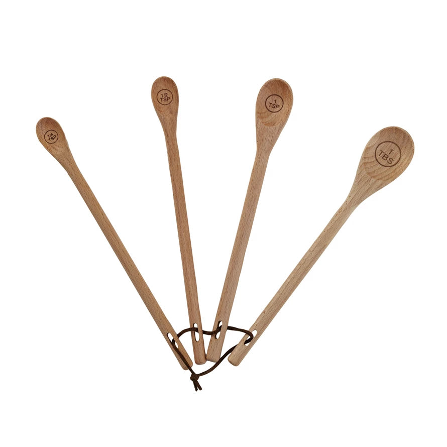 Carved Beech Wood Measuring Spoons