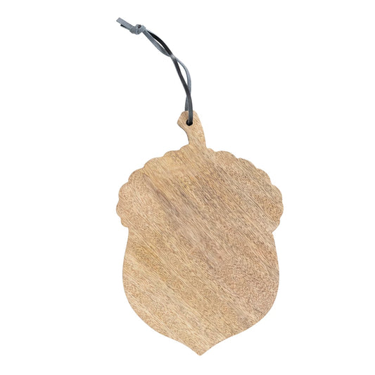 Mango Wood Acorn Shaped Cheese/Cutting Board with Leather Tie