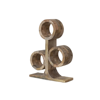 Mango Wood Circle Wine Rack, Natural