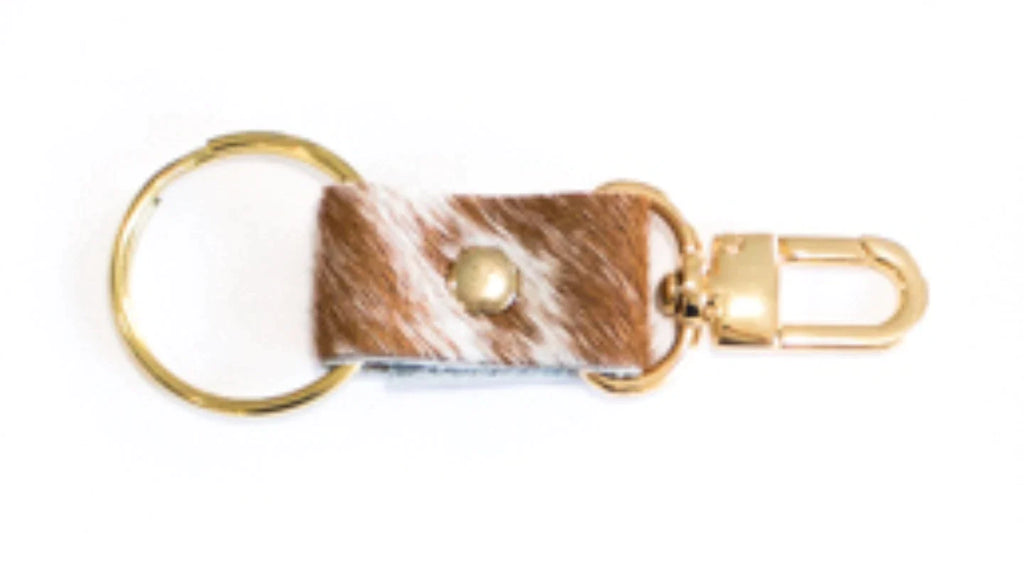 Beaudin - Key Chain | Leather & Hair on Hide - Brown/White