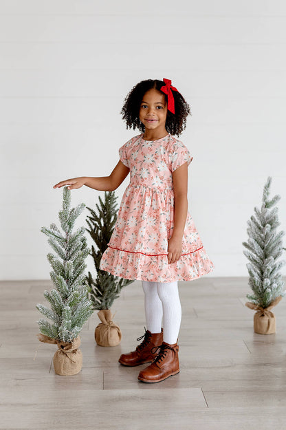 Ollie Jay - Lola Dress in Pink Poinsettia | Poplin Cotton Dress: 2