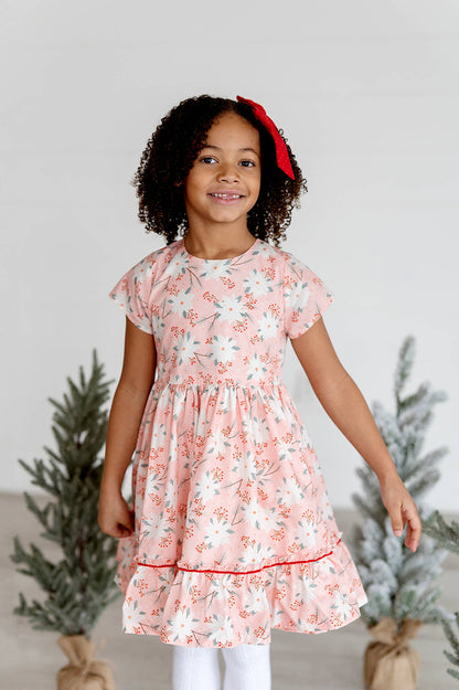 Ollie Jay - Lola Dress in Pink Poinsettia | Poplin Cotton Dress: 2