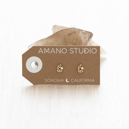 Amano Studio - Baguette Crystal Cluster Stud Earrings