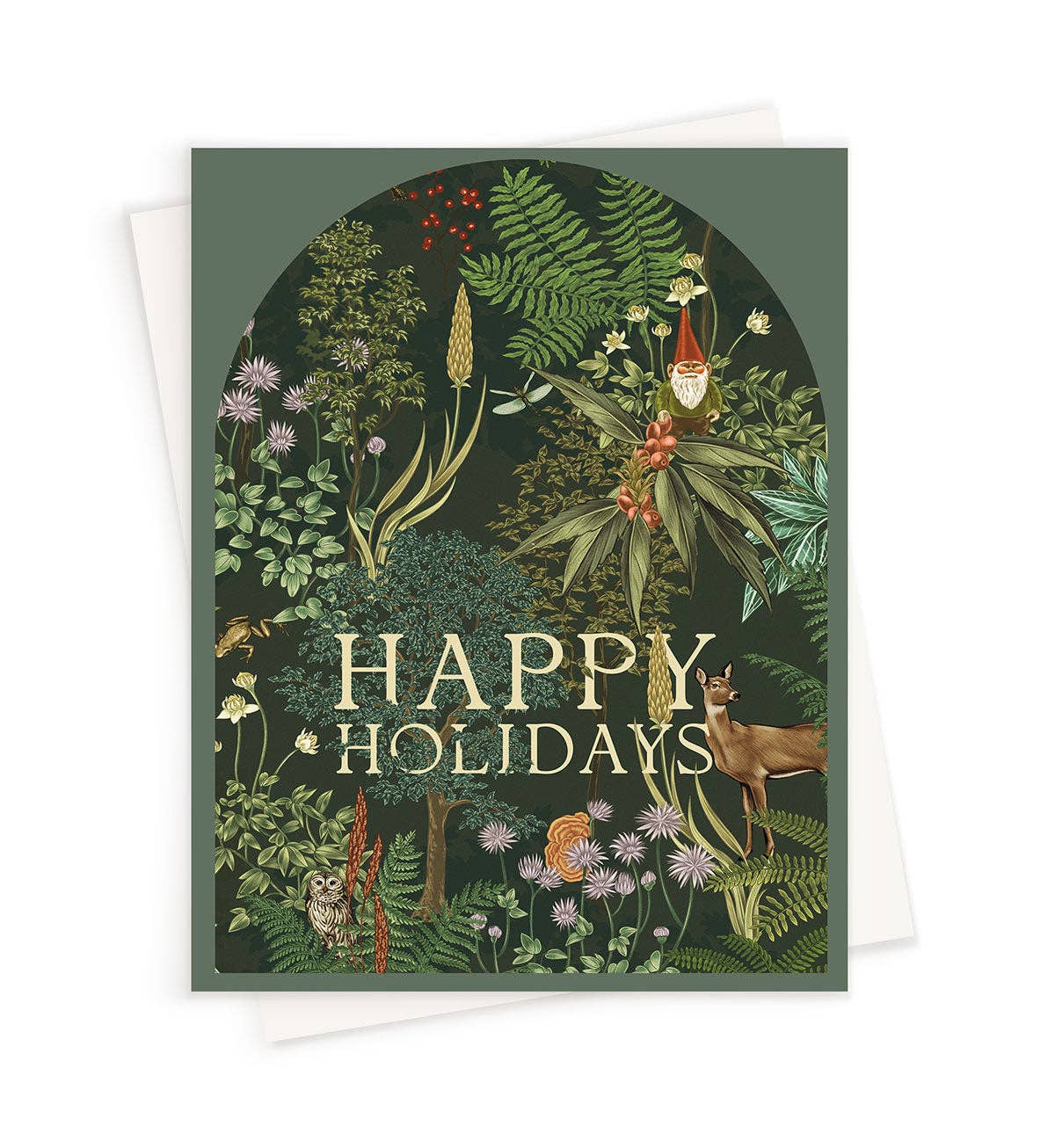 LINNA - "Happy Holidays" Woodland Forest Greeting Card: Season's Greetings Single Card