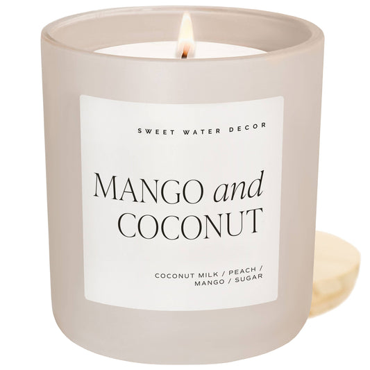 Sweet Water Decor - Mango and Coconut 15 oz Soy Candle, Matte Jar