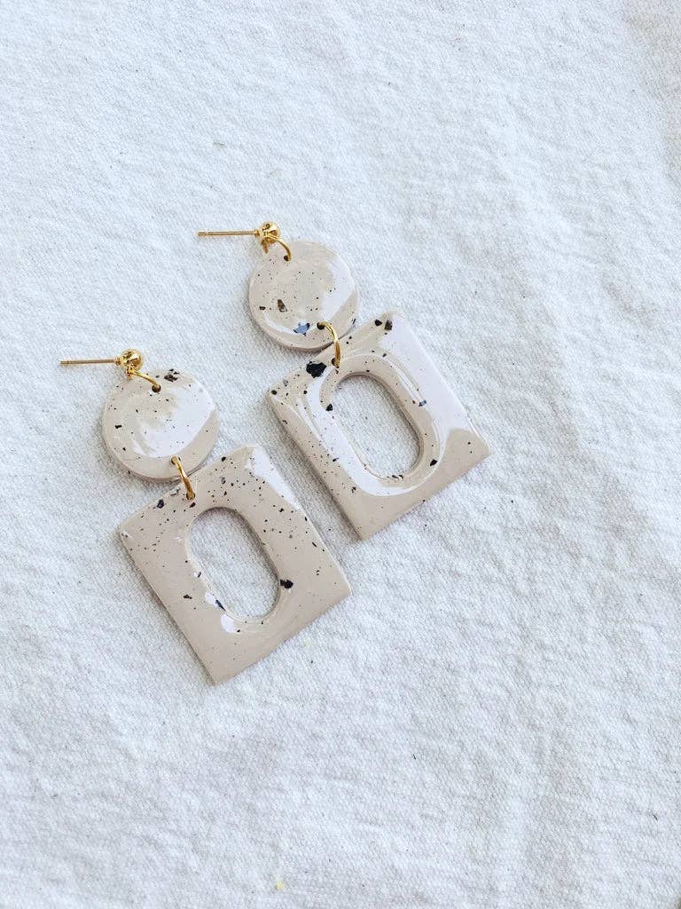 Whiskey + Wine - Speckled Veda Earrings: Speckled Cream