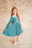 Ollie Jay - Gwendolyn Dress in Aspen Blue Velvet: 12/18 mo