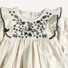 Viverano Organics - Embroidered Ruffle Flare Baby Dress (Organic Cotton / Linen): Sweet Cream / 18-24M