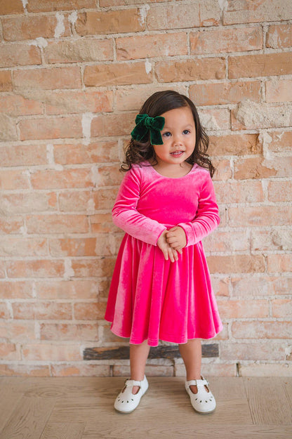 Ollie Jay - Gwendolyn Dress in Hot Pink Velvet: 18/24m