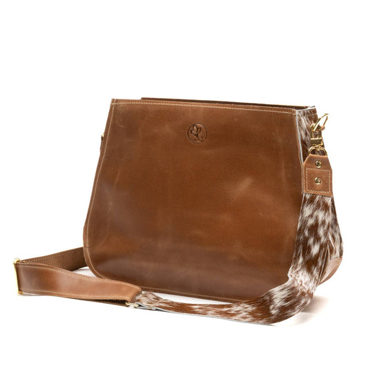 Beaudin Wholesale - Alison Crossbody In Cognac Leather | Brown+White