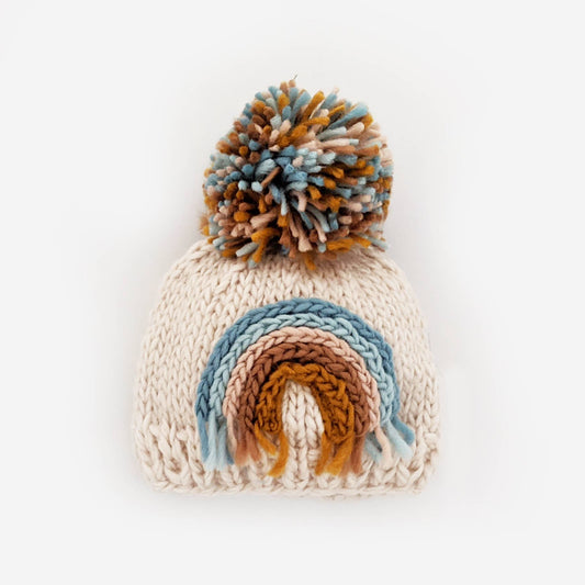 Huggalugs - Teal Rainbow Knit Beanie Hat Baby & Kids SALE: L (2-6 years)