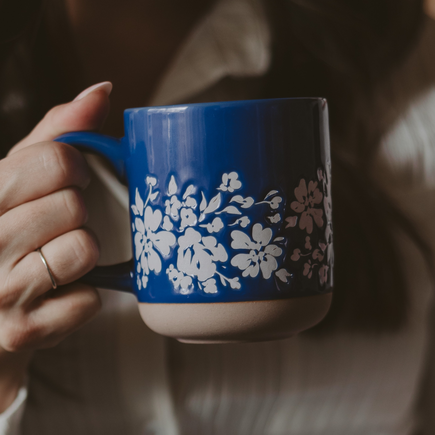 Sweet Water Decor - Blue Floral Stoneware Coffee Mug