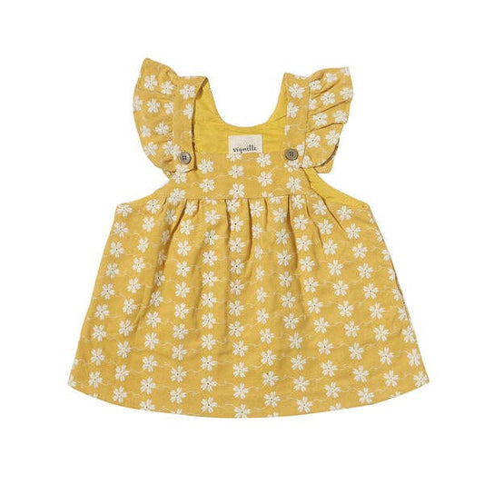 Vignette - Opal Dress in Gold Embroidery: 18-24m