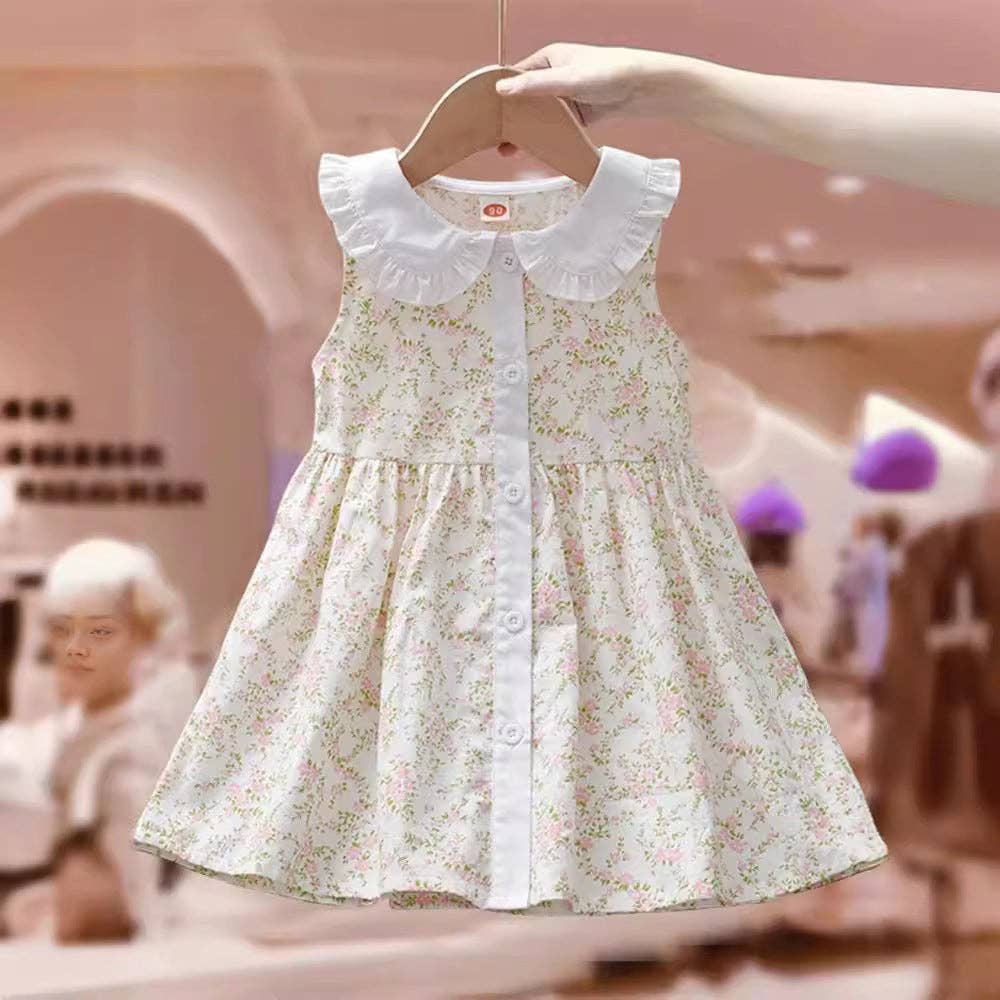 MyKids-USA® - Summer Floral Print Princess Dress: Pink / (2-3Y)