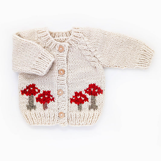 Huggalugs - Mushroom Natural Cardigan Sweater Baby & Toddler: 6-12 months