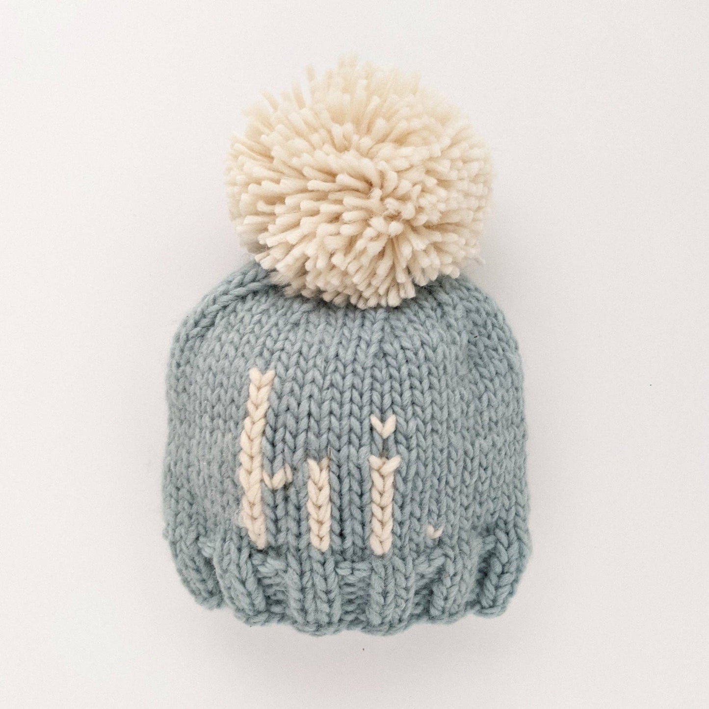 Huggalugs - Hi. Surf Blue Hand Knit Beanie Hat: M (6-24 months)