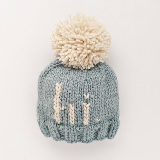 Huggalugs - Hi. Surf Blue Hand Knit Beanie Hat: M (6-24 months)