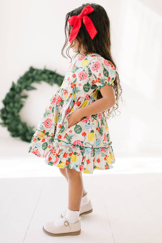 Ollie Jay - Aura Poplin Dress in Vintage Ornament | Girls Christmas Dres: 18/24m