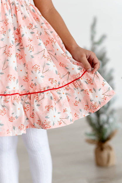 Ollie Jay - Lola Dress in Pink Poinsettia | Poplin Cotton Dress: 8